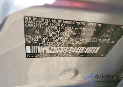 2017 Toyota Rav4 Le из США, поврежденный, VIN 2T3ZFREV7HW387314